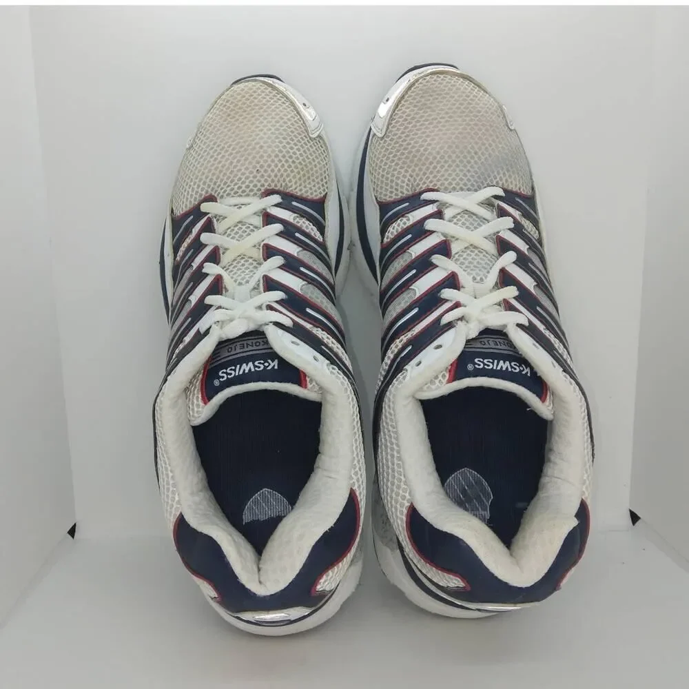 K-Swiss Konejo Mesh Men's pre-owned White/Gray Running Sneakers - sz. 13